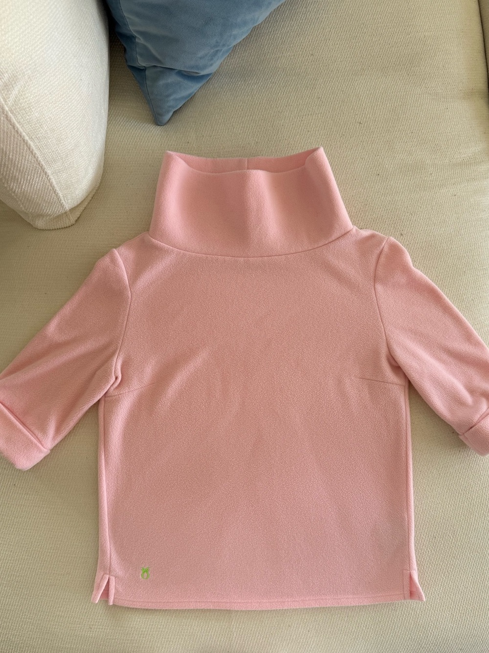Dudley Stephens Orchard Street Mock Neck Top in Light Pink Vello Fleece